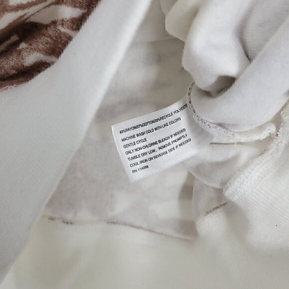 Evereve XS Celine Palm Terry Pullover Sweatshirt Top Crewneck - Picture 4 of 6